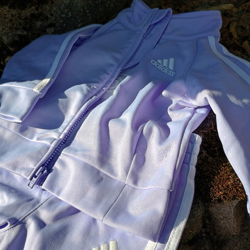 NWOT, Infant, 3 mos, classic tricot Adidas lavender track suit